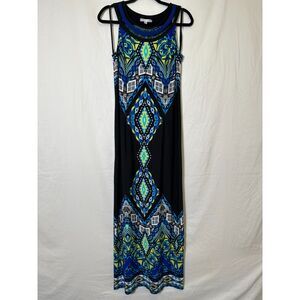 Sandra Darren Women's Sleeveless Geometric Design Slub Knit Maxi Dress Size 6